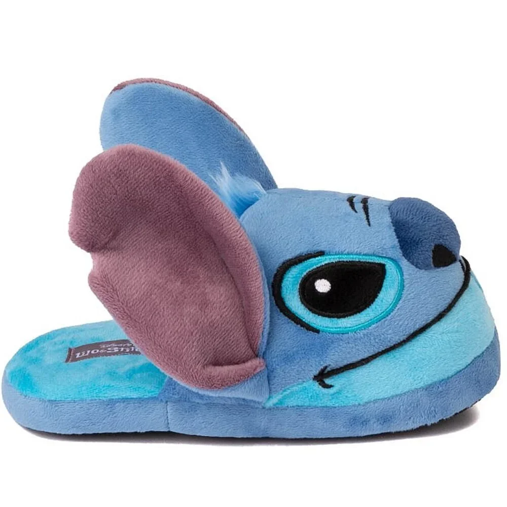 Boys Girls Disney Lilo & STITCH 3D Plush Slippers Size 4/5 Movie Face Scuff NWT